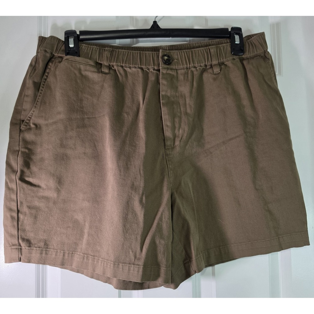 COVE USA Men's Brown Chino Shorts Size 36 5" Inseam Elastic Waist Casual